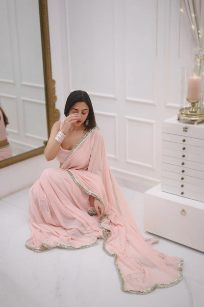 Pink Color beautiful simple and sobar saree