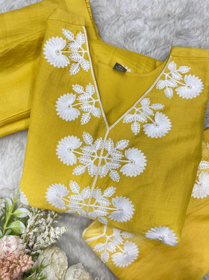 Light Yellow Color Beautiful Cotton Dress