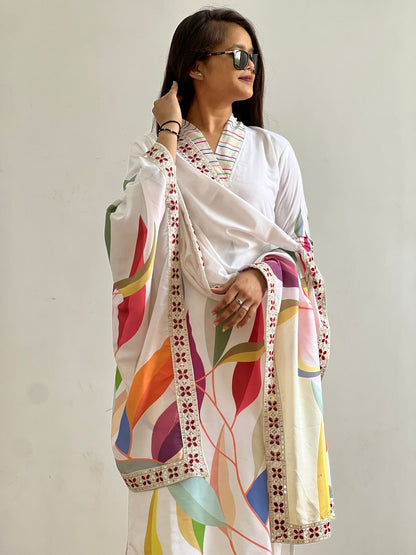 Fancy Design With Digital Printed Top - Pent With Dupatta