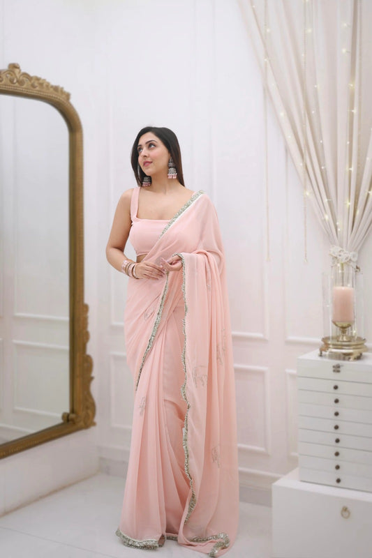 Pink Color beautiful simple and sobar saree