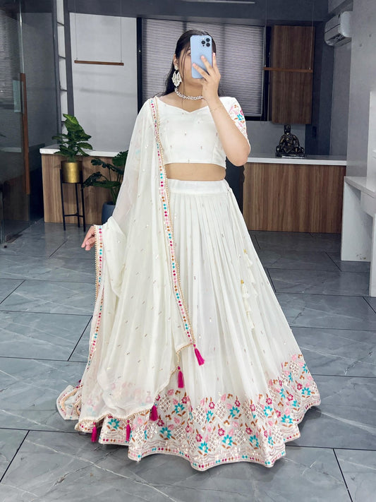 off white embroidery lehenga collection