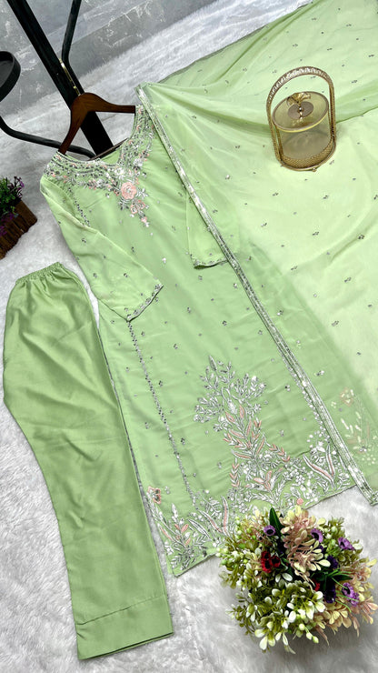 Light Green Color Beautiful Partywear Dress in Georgette Fabric