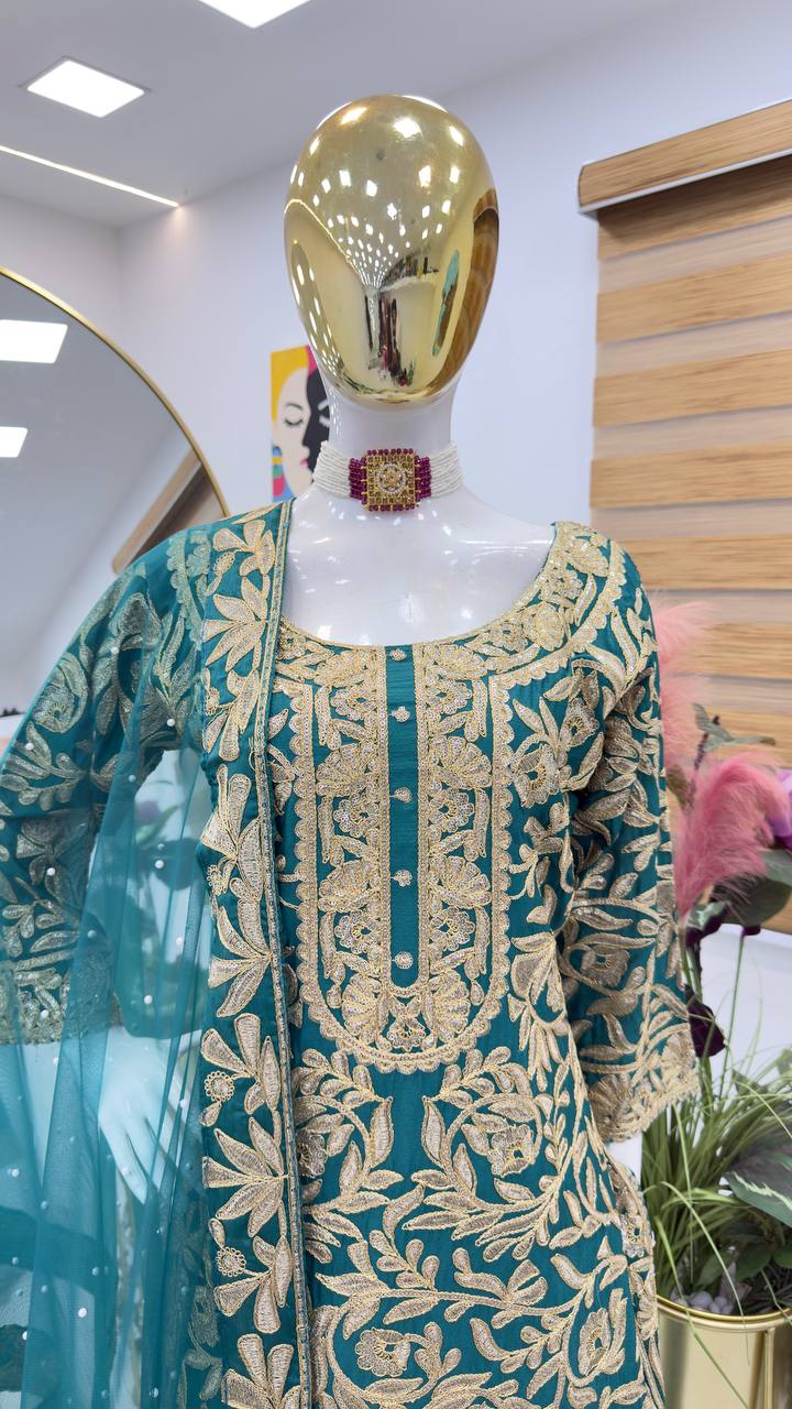 Morptih Color PArtywear Dress in Chinon Fabric