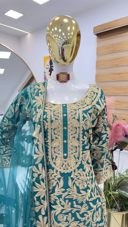 Morptih Color PArtywear Dress in Chinon Fabric
