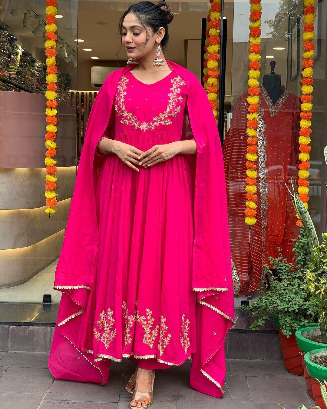Pink Color Beautiful anarkali gown for small kitty party