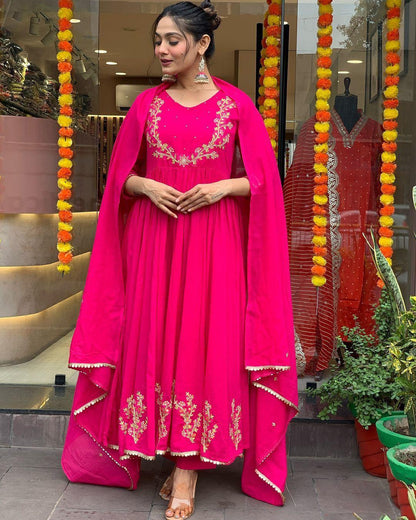 Pink Color Beautiful anarkali gown for small kitty party
