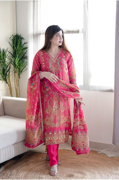 Pink Color Beautiful DAily Wear Dress