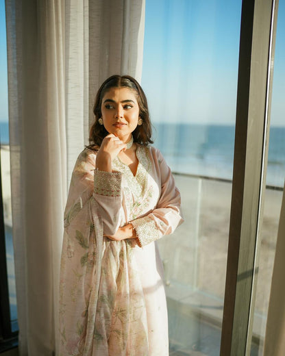 Đěsigner Party Wear Look Pur Natural Crepe Top & Palazzo With Dupatta Set