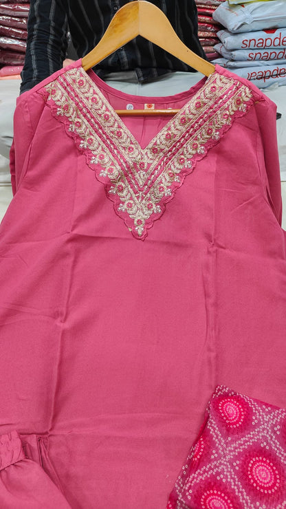 Gajri Color Daily Wear Dress in Rayon FAbric
