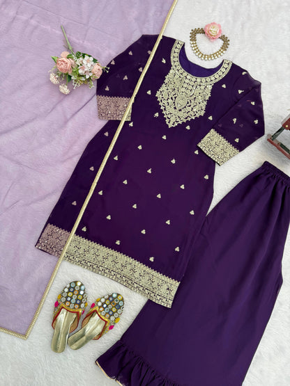 purple colour beatiful partywear dress in georgette fabric