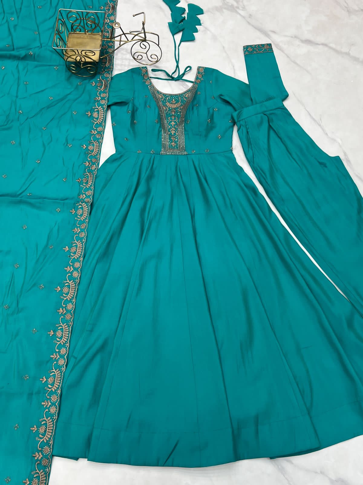 beautiful silk Anarkali dress