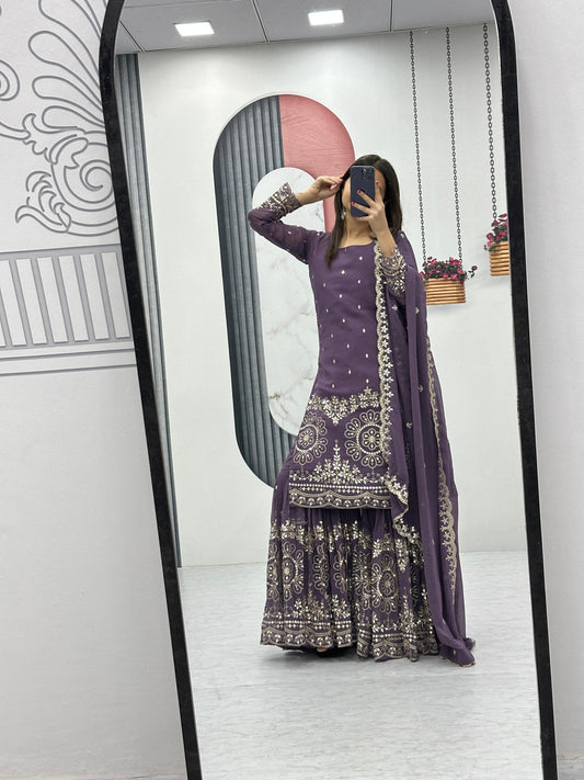 Beautiful Sharara Suit For Party Function in Georgette Fabric