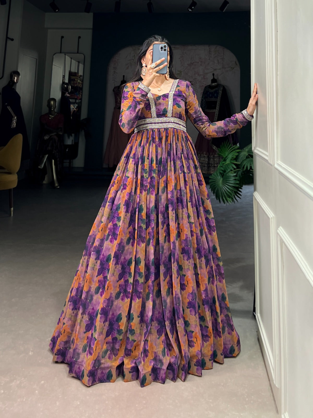 Floral Finesse With A Georgette fabric gown