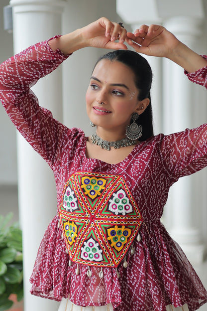 Maroon Color Beautiful Navratri Lehenga Choli