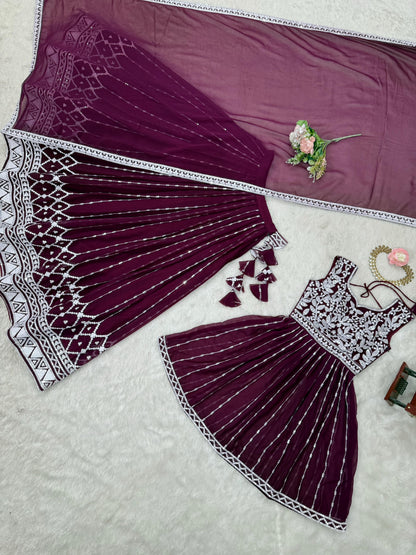 Purple Color Beautiful Partywear Dress in Georgette Fabric