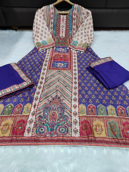 Summer Wear Dress in Chinon Fabric