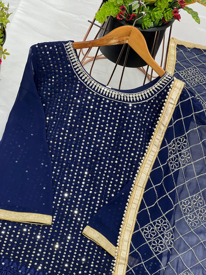 Blue Color Beautiful Plazo Dress in Georgette Fabric