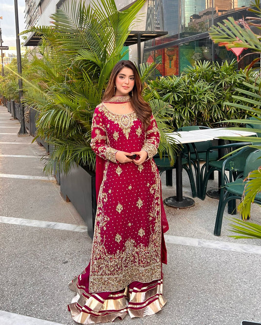 Designer Party Top Pallazo & Dupatta Set