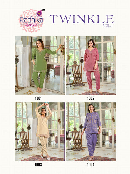 RADHIKA LIFE STYLE  TWINKLE VOL 1 CORD SETS