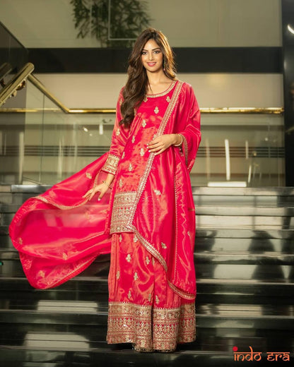 Designer Party Top Pallazo & Dupatta Set