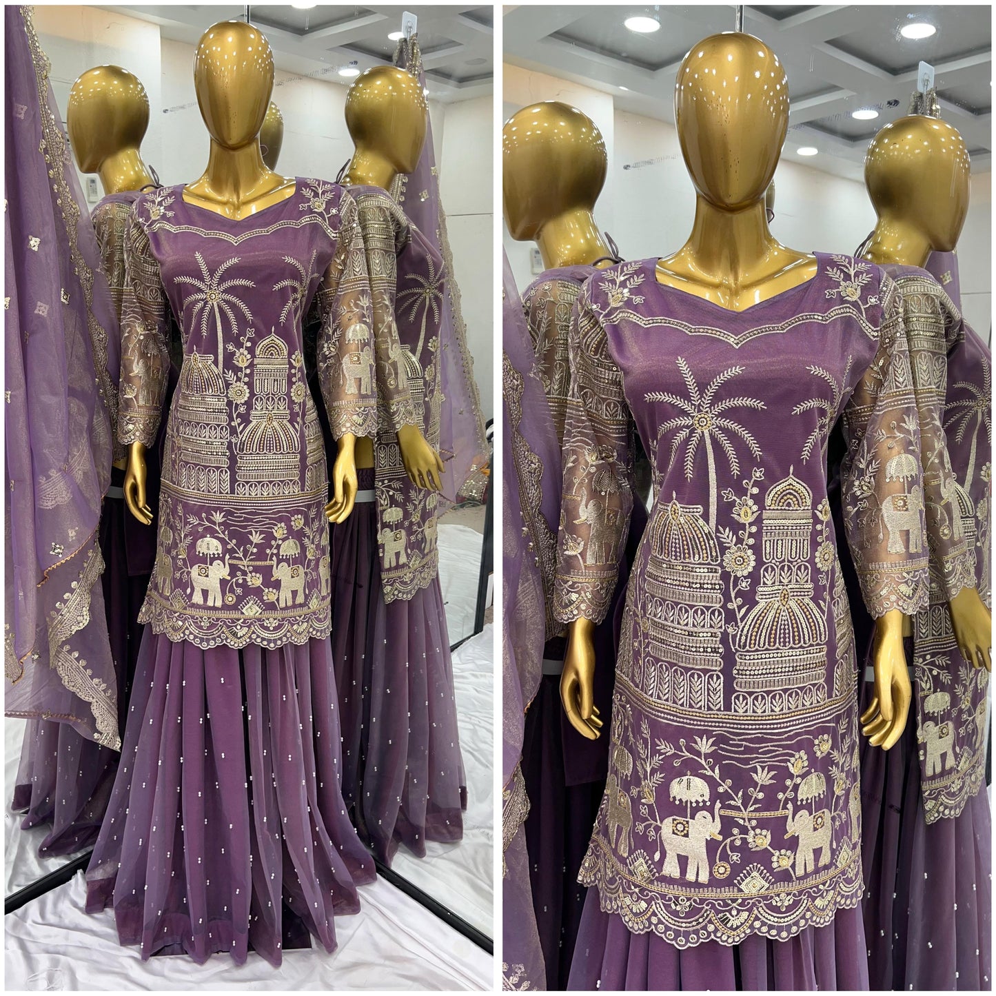 Designer Collection In Twill Net With Heavy Embroidery Sequence Work Top-Bottom And Dupatta