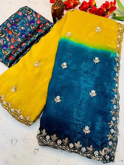 Beautiful Chiffon FAbric Saree for weeding wear