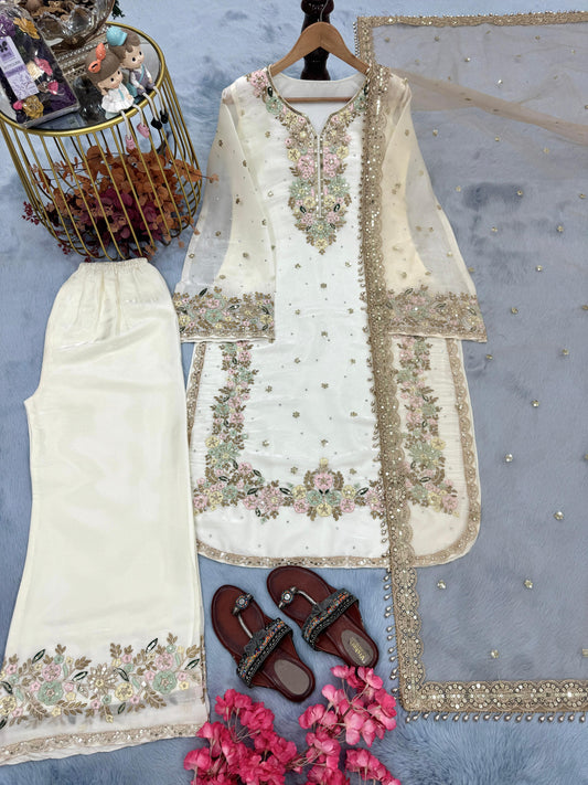 White Color Beauitful Partywear DRess in Jimmi Choo fabric