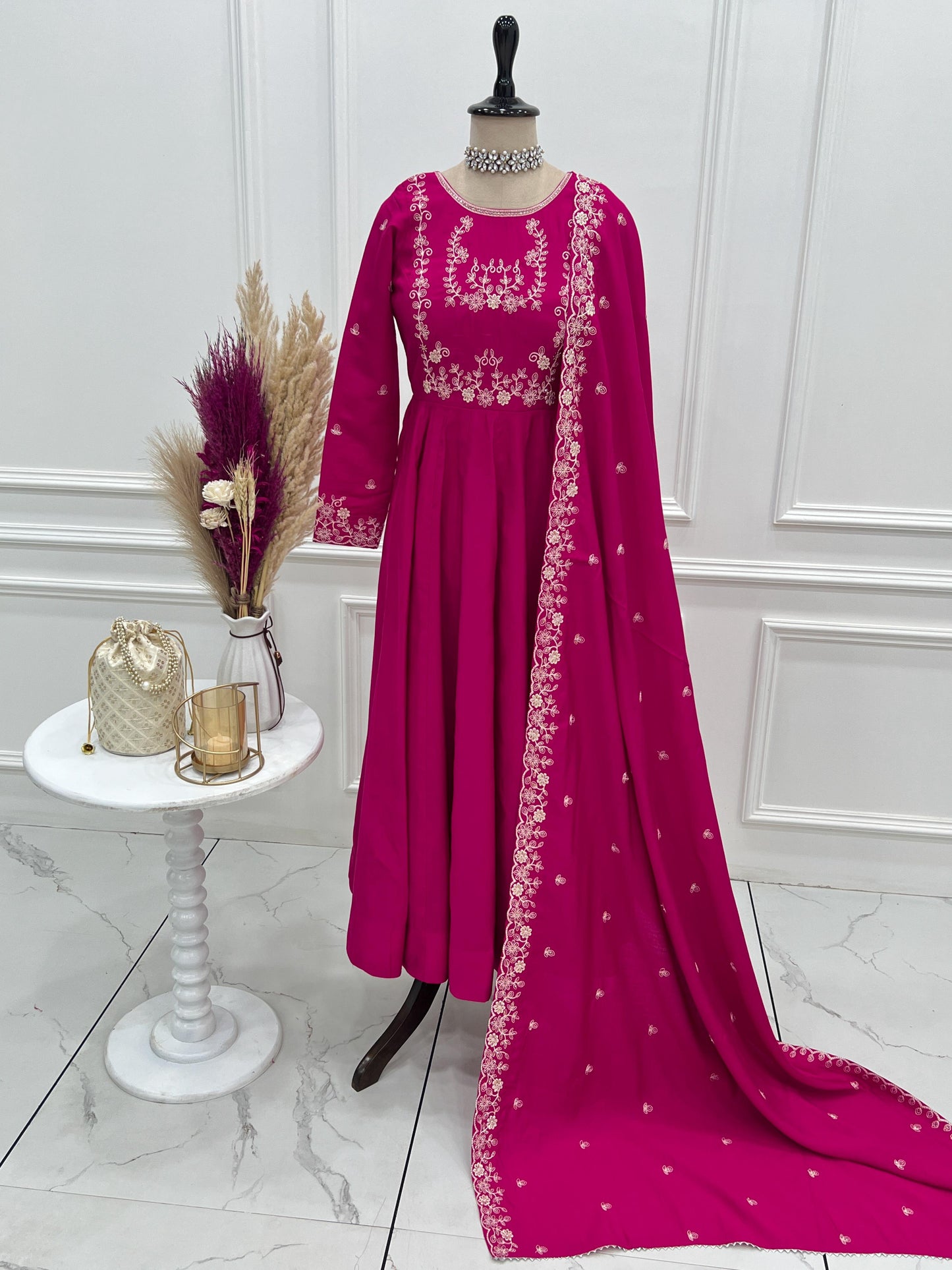 Pink Colour beautiful silk anarakli dress