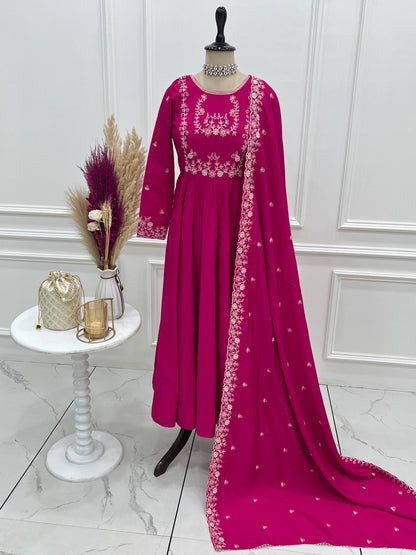 Pink Colour beautiful silk anarakli dress