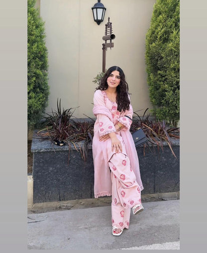 Party Wear Look Pure Natural Crepe Top & Farshi Palazzo With Dupatta Set