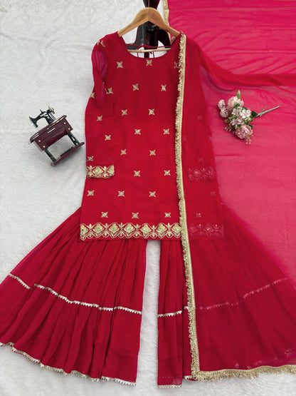 Red Colour Beautiful Partywear Dress in Georgette Fabric
