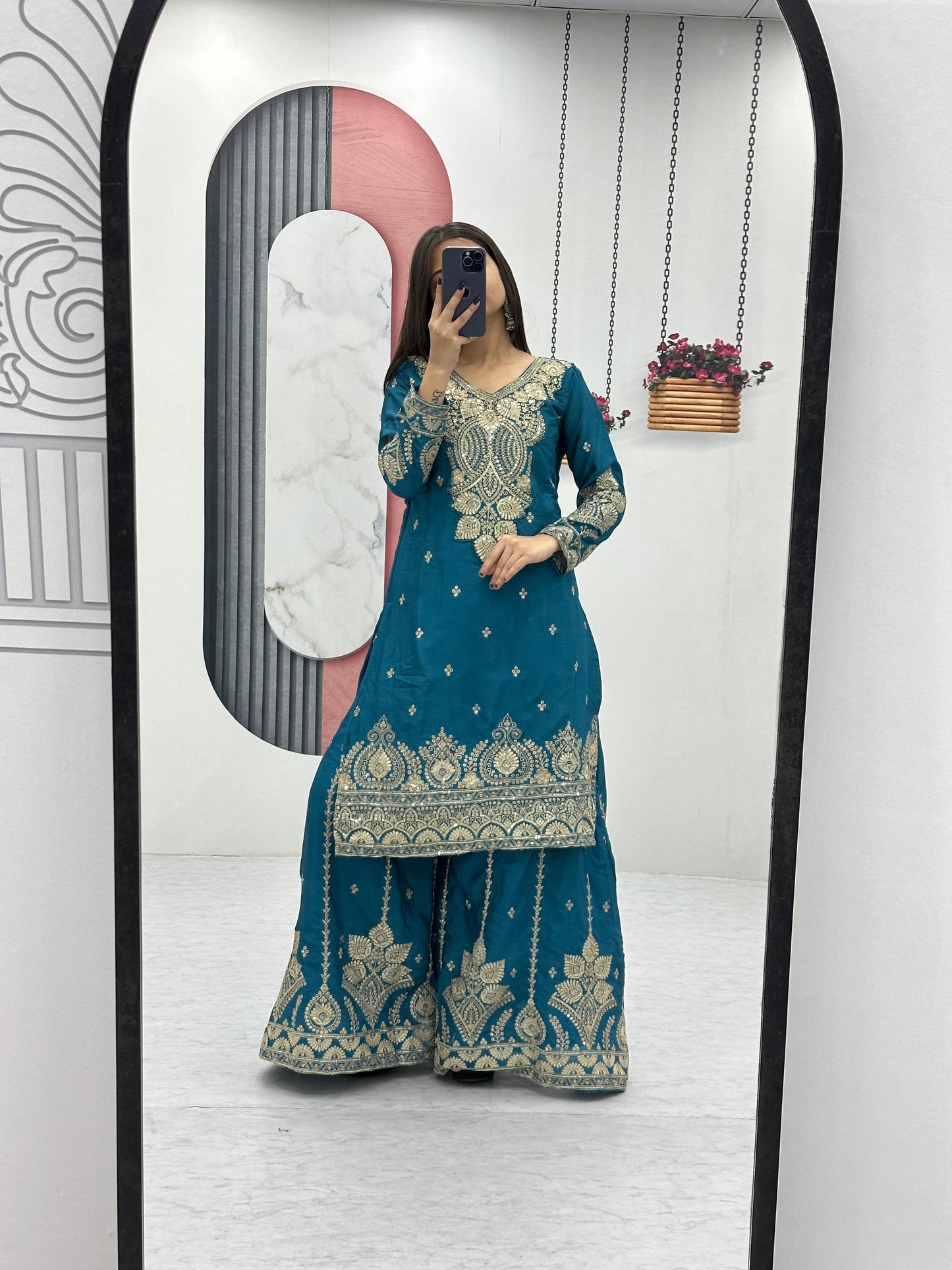 Designer Party Wear Top Plazzo & Dupatta Set