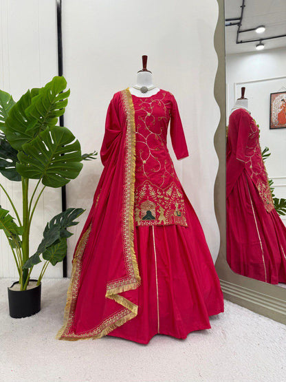 Pink Color Beauitful Lehenga Dress in Crep silk FAbric