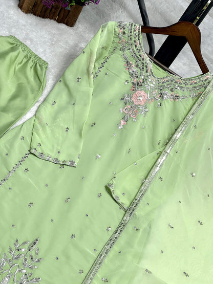 Light Green Color Beautiful Partywear Dress in Georgette Fabric
