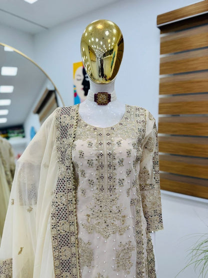 Cream Color Beautiful Partywear Dress in Georgette fabric