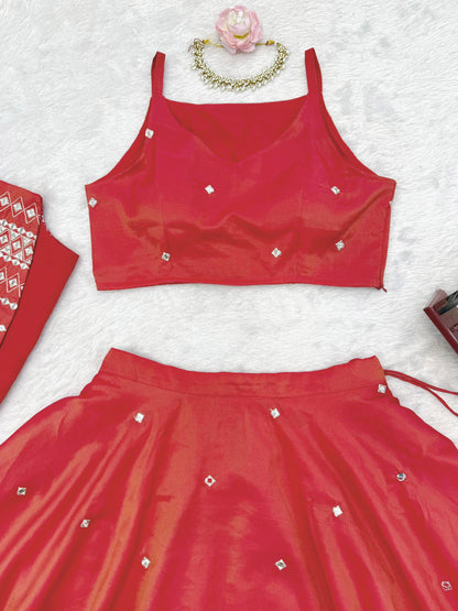 fancy koti lehenga choli in silk fabric