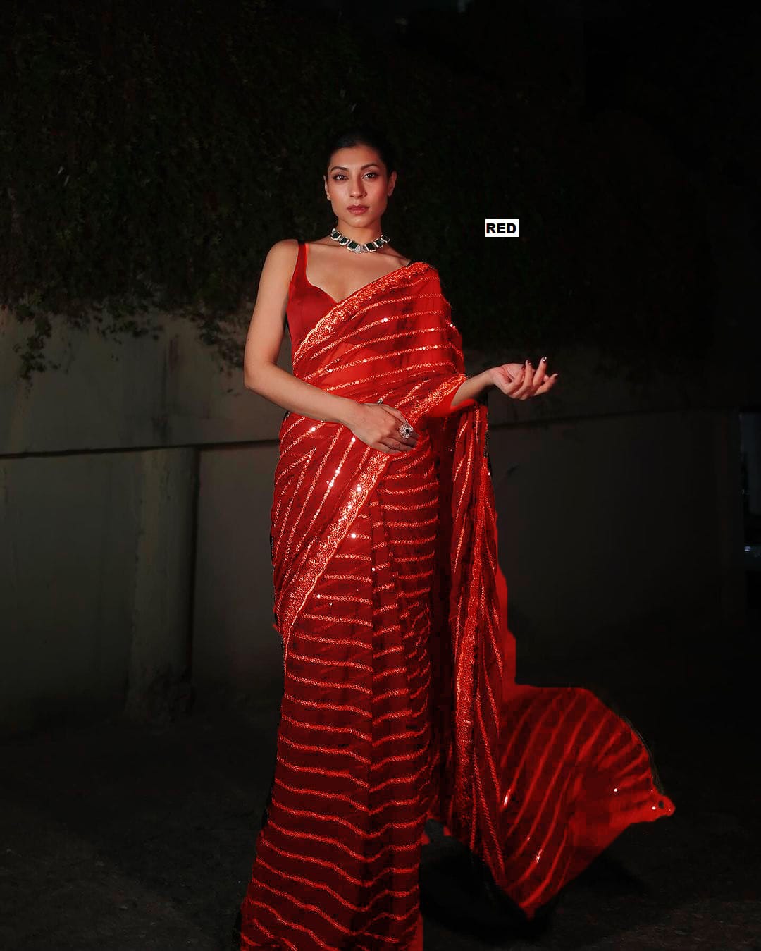 Bollywood Blockbuster Sequins Design Launching in red color
