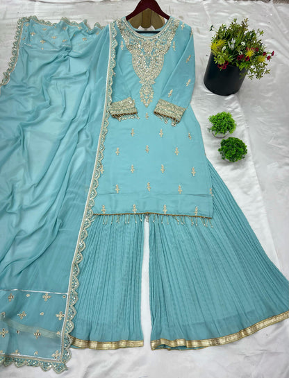 Sky BLue Color Beautiful Partywear Dresss