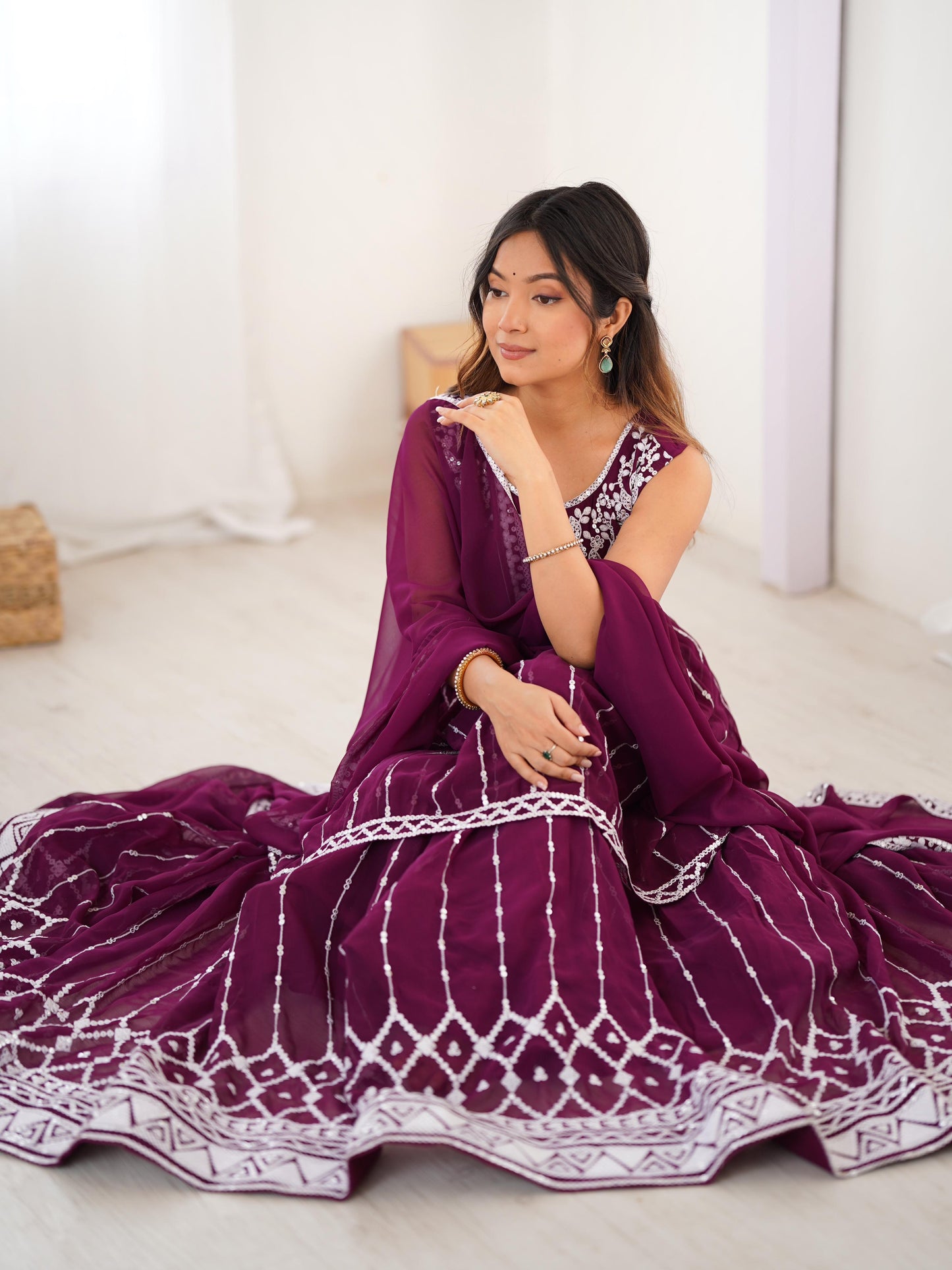 Purple Color Beautiful Partywear Dress in Georgette Fabric