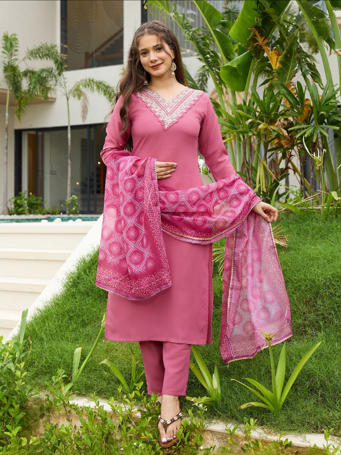 Gajri Color Daily Wear Dress in Rayon FAbric