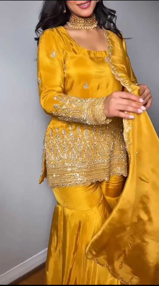 Yellow Color Beautiful Partywear Dress for haldi