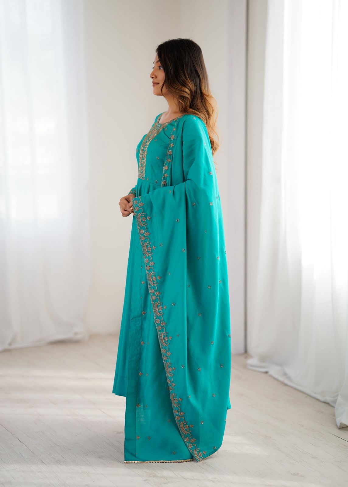 beautiful silk Anarkali dress