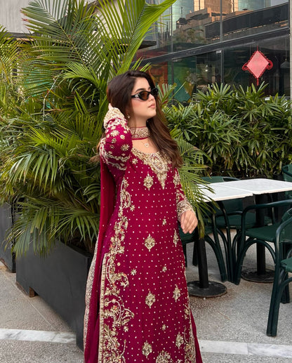 Designer Party Top Pallazo & Dupatta Set