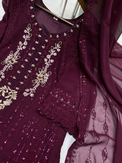 Purple Color Beautiful Partywear Dress in georgette fabric