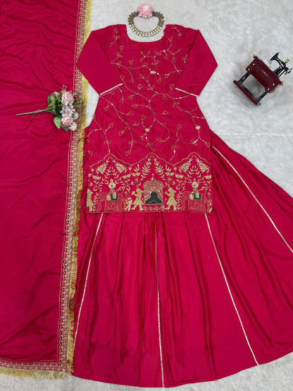 Pink Color Beauitful Lehenga Dress in Crep silk FAbric