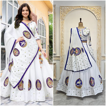 White Color Beautiful NAvratri Wear Lehenga Choli