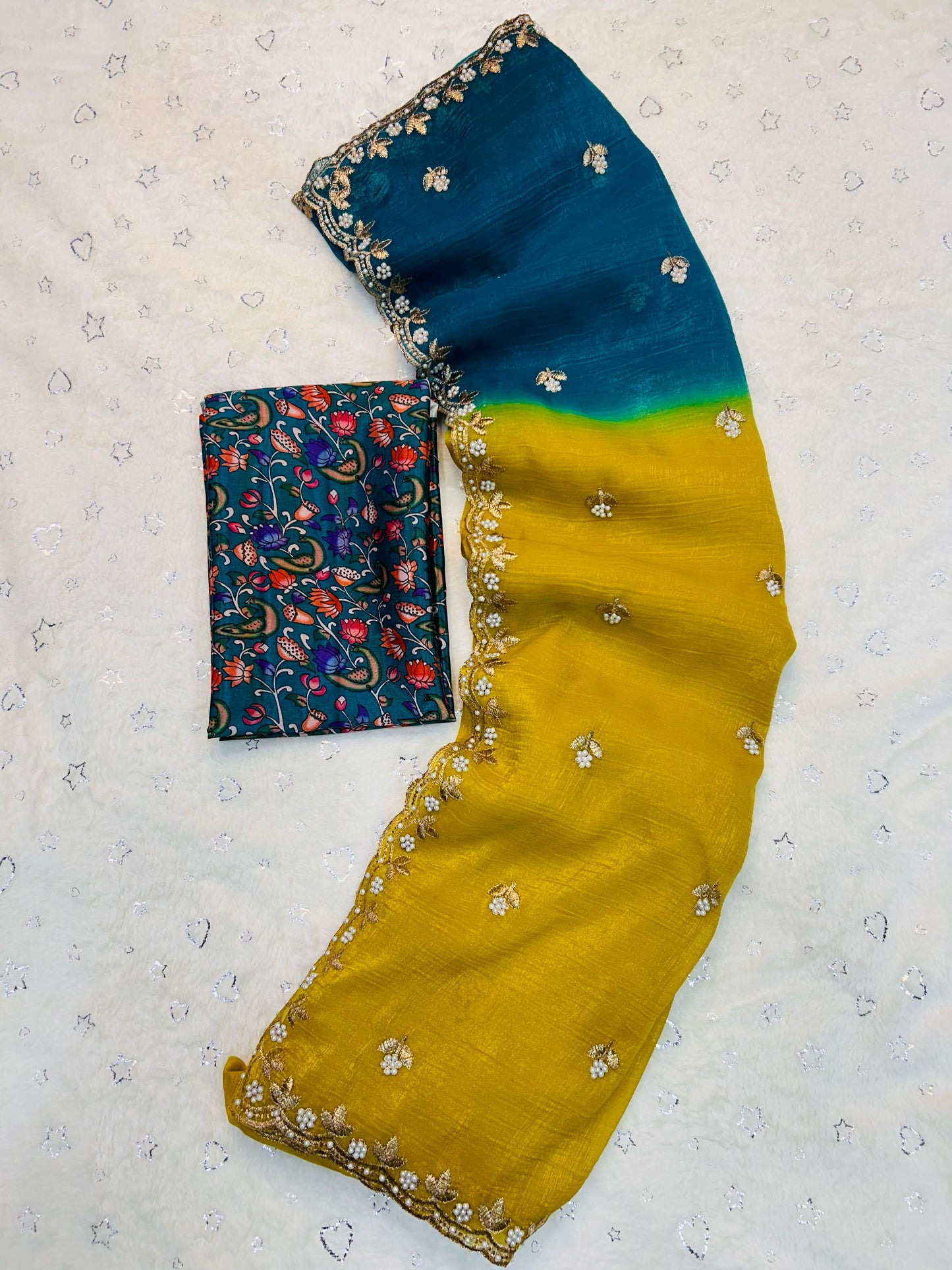 Beautiful Chiffon FAbric Saree for weeding wear