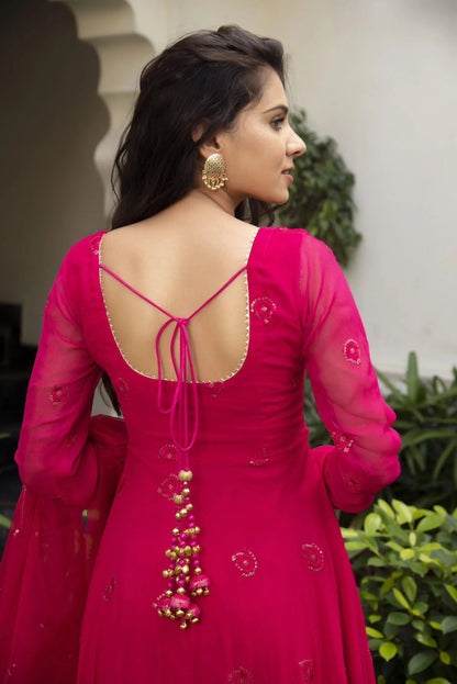 Pink Color Beautiful Anarkali Gown In Georgette Fabric