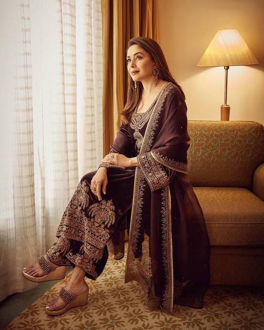 Heavy Embroidery Sequence Work Top-Bottom And Dupatta Set