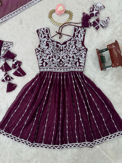 Purple Color Beautiful Partywear Dress in Georgette Fabric